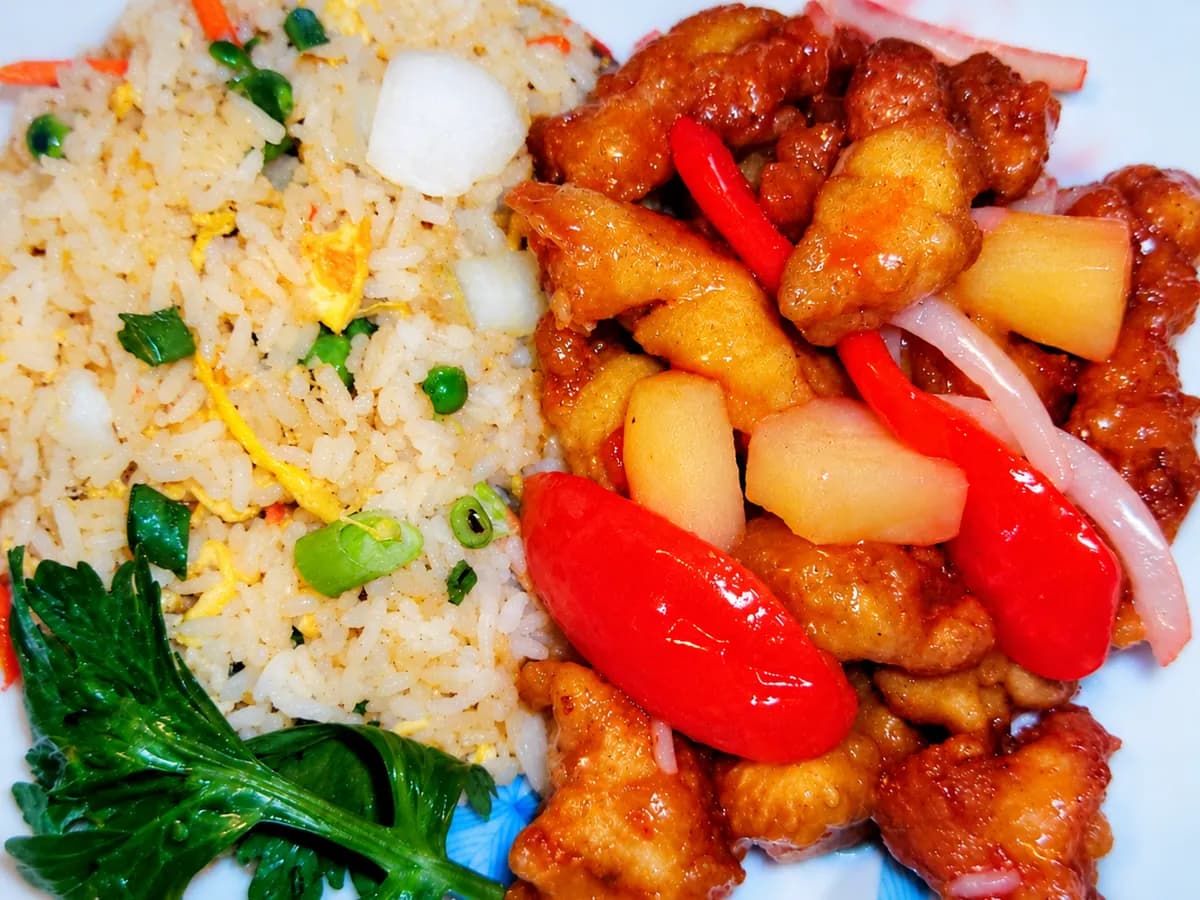 Sweet & Sour Chicken on Fried Rice